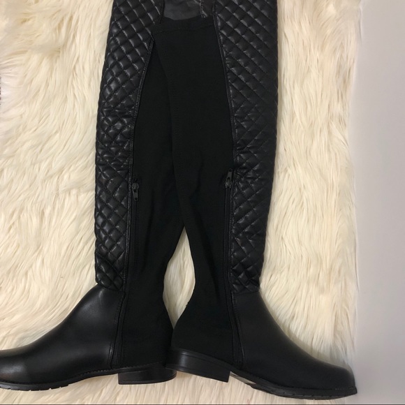 New Bamboo Over Knee Quilted Boot Black size 8 1/2 - Picture 2 of 6
